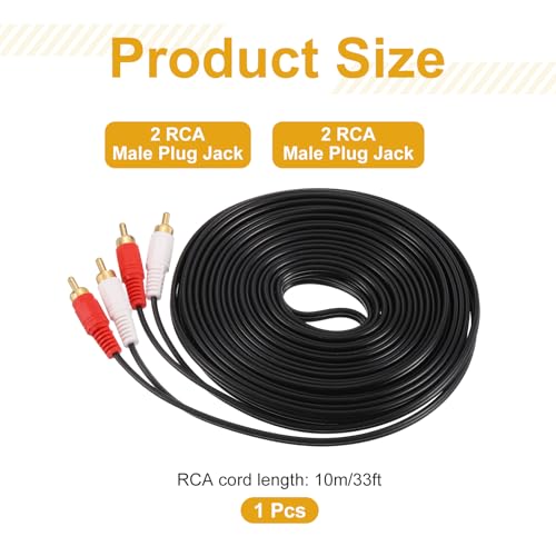 MECCANIXITY 33ft RCA Cable, 2RCA Male to 2RCA Male Audio Video Speaker Cable for Subwoofer Amplifier Home Theater DVD TV - size: 33ft, style: 2RCA Male to 2RCA Male
