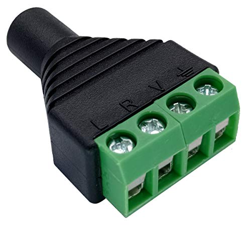 4 Pole 3.5mm Screw Terminal Stereo TRRS Audio Female to AV 4 Pin Screw Terminal Double Track Headphone Balun Solderless Converter Adapter (5 Pack) - color: Female
