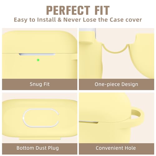 Hamile Compatible with AirPods Pro Case Protective Silicone Airpod Case Shockproof Cover Skin for Apple Airpod Pro 2019 Charging Case, with Keychain, Milk Yellow - color: Milk Yellow