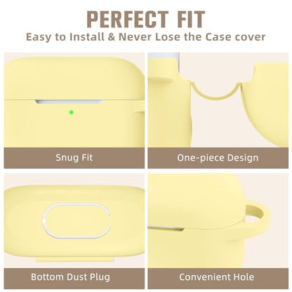 Hamile Compatible with AirPods Pro Case Protective Silicone Airpod Case Shockproof Cover Skin for Apple Airpod Pro 2019 Charging Case, with Keychain, Milk Yellow - color: Milk Yellow