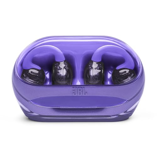 JBL Soundgear Clips Open Ear Headphones for Situational Awareness - Purple | Up to 32 Hours Total Playtime With Speed Charge, Sweat Resistant, Noise-Reducing Mics, App Control For Custom Audio - color: Purple