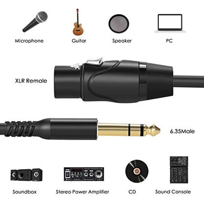 Twozoh XLR Female to 1/4 Inch (6.35mm) TRS Cable 3.3FT 2 Pack, Quarter Inch Jack Balanced to XLR Microphone Cable (Professional/HiFi) - color: Female 2-PACK, size: 3.3FT
