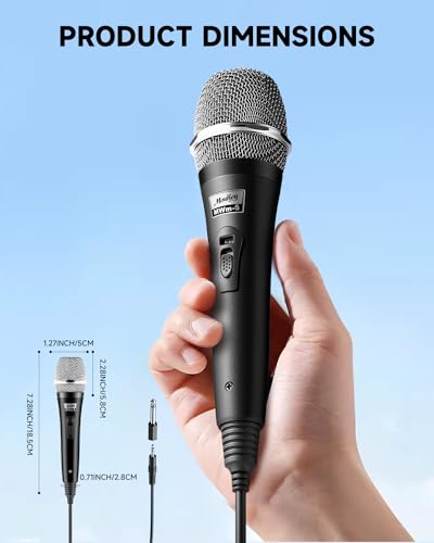 Moukey Karaoke Microphone, Dynamic Microphone with 13 ft Cable, Metal Handheld Cardioid Wired Mic, XLR Microphone for Singing, Compatible w/Karaoke Machine/PA System/Amp/Mixer, Black