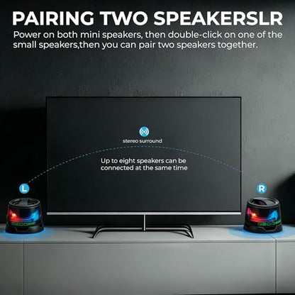 G200 Magnetic Bluetooth Speaker with RGB Lights | Compact design, strong magnetic mount, colorful RGB lighting, TWS stereo pairing, for travel, home, and outdoor use. - color: Black 2 piece