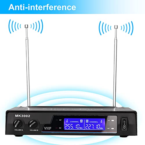 MicrocKing Wireless Microphone System Dynamic Handheld Microphones,150 Ft Operating Range,16 Hours Continuous Use,Ideal for Karaoke, Party, DJ, Church, Wedding, Indoor/Outdoor Activities - style: 2 Handheld mics