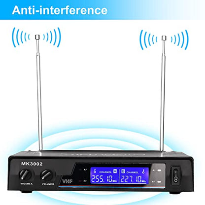 MicrocKing Wireless Microphone System Dynamic Handheld Microphones,150 Ft Operating Range,16 Hours Continuous Use,Ideal for Karaoke, Party, DJ, Church, Wedding, Indoor/Outdoor Activities - style: 2 Handheld mics