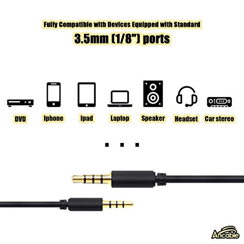 Ancable 6 Ft 3.5mm Audio & Video AV AUX Cable for Insignia Dual Screen Portable DVD Player - size: 6-Feet