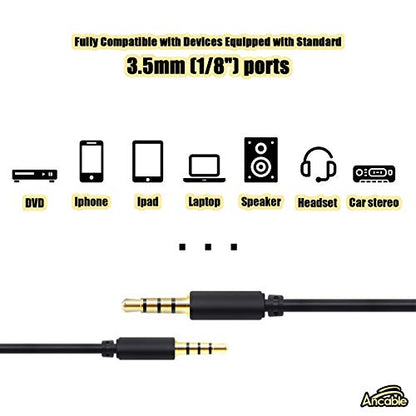 Ancable 6 Ft 3.5mm Audio & Video AV AUX Cable for Insignia Dual Screen Portable DVD Player - size: 6-Feet