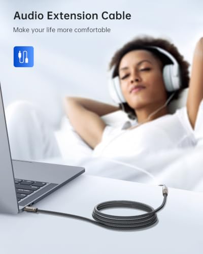 SYNCWIRE Headphone Extension Cable - 6.5FT [Hi-Fi Sound][Gold Plated Jack][TRS] Nylon-Braided 3.5mm Male to Female Audio Extension Cord Compatible with iPhone iPad Tablets Media Players- Dark Gray - size: 6.5 feet