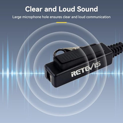 Retevis Covert Tube Walkie Talkie Earpiece with Mic, Full Size PTT(1 Pack)
