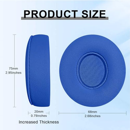 Replacement Ear Pads for Beats Solo 2 & Solo 3 Wireless On-Ear Headphones, Ear Cushions, Headset Earpads, Ear Cups Cover with Soft Protein Leather (Blue) - color: Blue