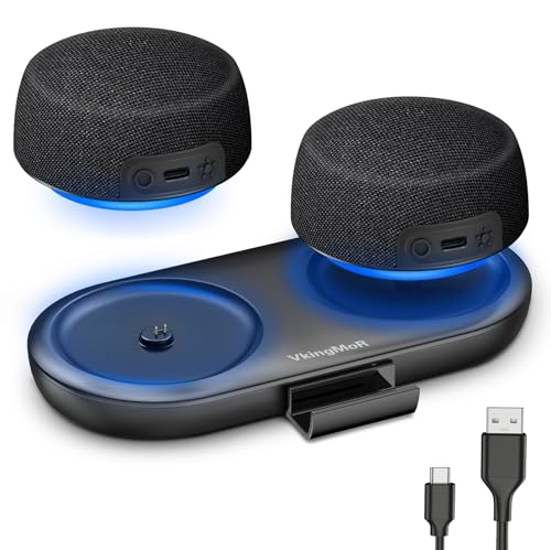 Dual Bluetooth Speaker Set with TWS & Magnetic Base Wireless Speakers - color: Black