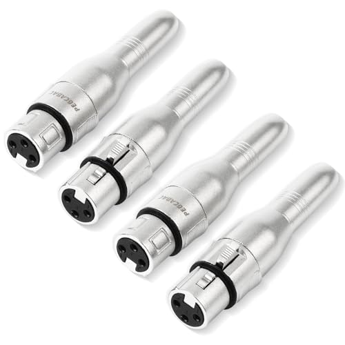 XLR 3 Pin Female to 1/4" 6.35mm Female Jack Socket Audio Adapter,Silver4Pcs | Diecast Zinc Alloy Shell, Low Noise, Pro-Grade Sound, Tight Fit, Conversion Adapters For Mic, PA, DJ, Instrument, Studio Gear - size: XLR Female, style: 4 pcs