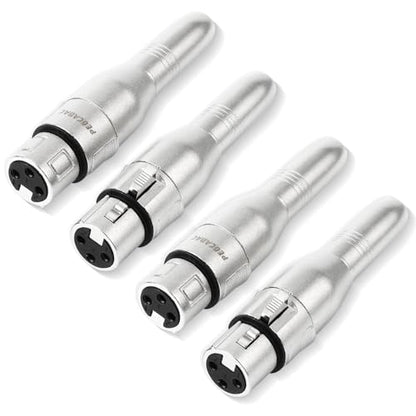 XLR 3 Pin Female to 1/4" 6.35mm Female Jack Socket Audio Adapter,Silver4Pcs | Diecast Zinc Alloy Shell, Low Noise, Pro-Grade Sound, Tight Fit, Conversion Adapters For Mic, PA, DJ, Instrument, Studio Gear - size: XLR Female, style: 4 pcs