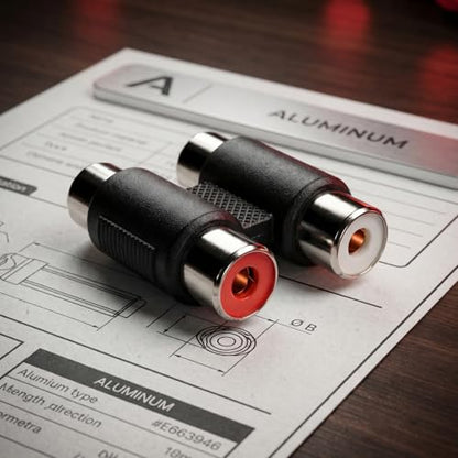 MOBOREST 2PCS Dual Female to Female RCA Jack Extension Cable Adapter Coupler Connector for Stereo Audio Video Cable Joiner, Nickel-Plated RCA Dual Female Plug