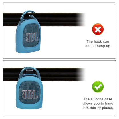 MGZNMTY Portable Silicone Case for JBL Clip 5 Ultra Bluetooth Speaker with Removable Strap for Boat Bike Golf Cart (Blue) - color: Blue
