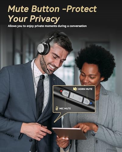Voistek USB Headset with Microphone for PC & Laptop, On-Ear Computer Headset with Microphone Noise Canceling, Mute & Volume Controls for Zoom, Teams, Online Meetings, Remote Work, Home Office - color: Black