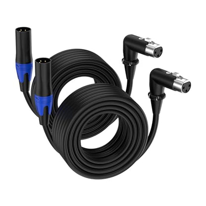 2 Pack 10 FT XLR Right-Angle Male to Straight Female Microphone Extension Cable, for Powered Speakers,Audio Interface or Mixer for Live Performance & Recording - style: XLR Right-Angle Female to Straight Male 10 FT