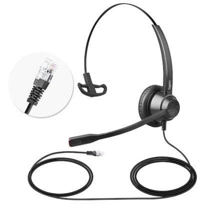 X1 RJ9 Desk Phone Headset - Desk Phone ONLY - Single Ear Noise Cancelling Mic - Compatible with Yealink Cisco Polycom Avaya IP Phones - All-Day Comfort