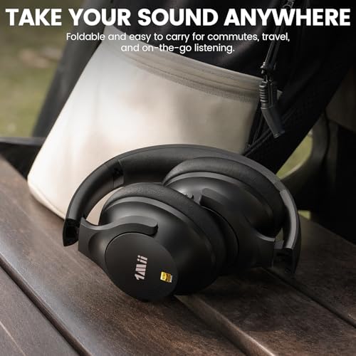 1Mii Y8+ Noise Cancelling Headphones Bluetooth 6.0 Over-Ear Wireless, Black | Hybrid ANC, 100 hrs Playtime, Comfortable, LDAC Hi-Res Audio, Deep Bass, Custom EQ via APP for Airplane & Travel