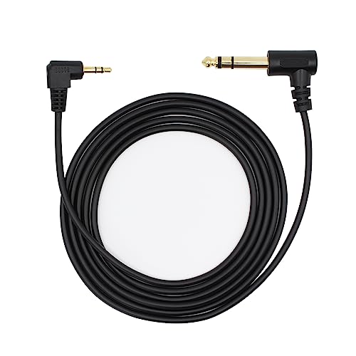90 Degree 1/8 to 1/4 Stereo Audio Cable, Right Angle 3.5mm TRS Male to 6.35mm TRS Male Aux Cord for Guitar, Keyboard Piano, Laptop, Speaker and Amplifiers (70in), 5.9FT