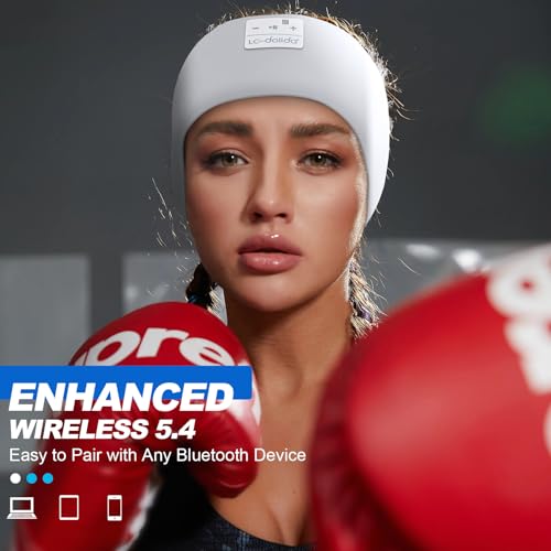LC-dolida Sleep Headphones Bluetooth 5.4 | Headband Headphones Earphones Wireless | Sleep Mask for Sleeping, Sports, Gifts, Workout, Jogging, Yoga,Insomnia, Air Travel, Meditation - color: Arctic White