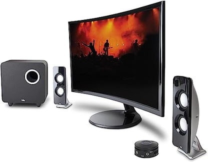 Cyber Acoustics CA-3610 2.1 Multimedia Speaker System with Subwoofer, Perfect Computer Speakers for PC or Mac, Great for Music, Movies, and Gaming | Powerful 2.1 PC Speaker System with Subwoofer, 62W Power, Desktop Control Pod, Adjustable Bass, for Music,