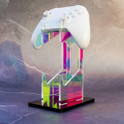 NiHome Controller Holder, Iridescent Acrylic 2-Tier Game Controller Stand | Universal Gaming Desk Organizer Dock Compatible With PS5 Xbox Switch, Stable Accessories Mount, Gamer Gift Idea - size: Iridescent 2-Tier