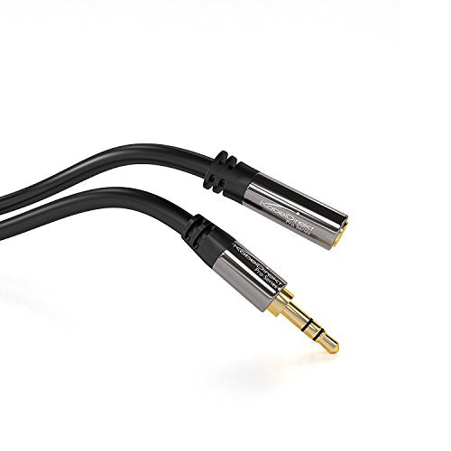 KabelDirekt – Headphone 3.5mm Extension Lead Cable – 15ft | Aux audio cable, male jack plug/female jack, practically break-proof metal casing, perfect for headphones, black - size: 15 feet