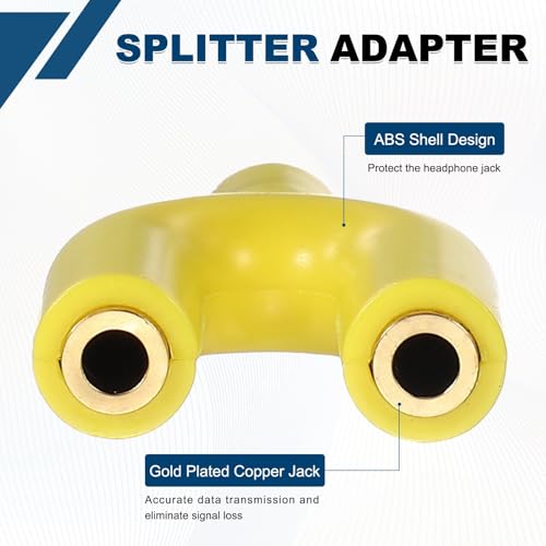 MECCANIXITY Headphone Splitter Adapter, 3.5mm Male to Dual Female Y Jack Aux Splitter for Phone Headset PS4 Switch Tablets, Yellow - color: Yellow