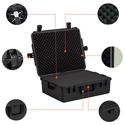 MEIJIA Premium Large Waterproof Hard Camera Case,Hard Protective Case with customizable fit foam,Full Protection with Light&Convenient Design,Elegant Black (24.6"X19.7"X8.6") - size: 24.6"X19.7"X8.6"