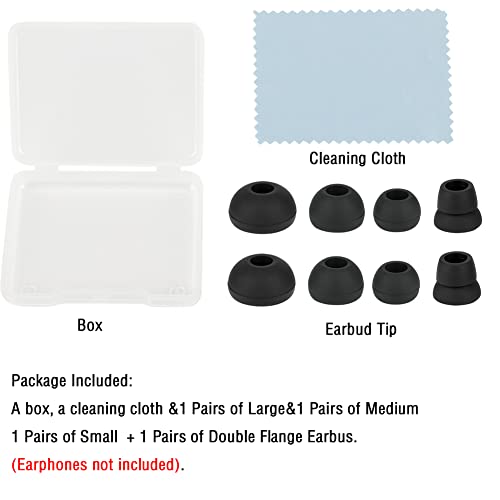 4 Pairs Silicone Earbud Tips Replacement Eartips Earbuds Cap Eartips Tips Compatible with Powerbeats 1/2/3 Wireless Beats by Dre Headphones (Black) - color: Black