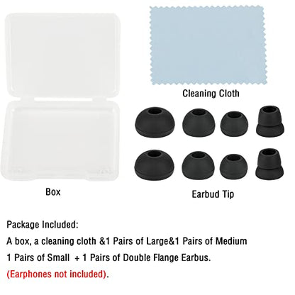 4 Pairs Silicone Earbud Tips Replacement Eartips Earbuds Cap Eartips Tips Compatible with Powerbeats 1/2/3 Wireless Beats by Dre Headphones (Black) - color: Black