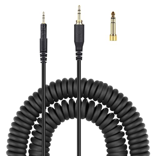 M50x Cable Coiled AUX Cord Compatible with Audio-Technica ATH-M40x ATH-M60x ATH-M70x Headphone with 6.35mm(1/4 inch) Adapter for Musician Audiophile 2.5mm to 3.5mm