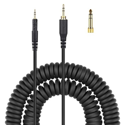 M50x Cable Coiled AUX Cord Compatible with Audio-Technica ATH-M40x ATH-M60x ATH-M70x Headphone with 6.35mm(1/4 inch) Adapter for Musician Audiophile 2.5mm to 3.5mm