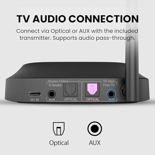 Avantree HT5009 Plus -Wireless TV Headphones with aptX-Adaptive Transmitter | TV Watching via Optical, AUX or Bluetooth, Clear Voice & Volume Boost for Seniors, Comfor Fit, 60H Playtime & Charging Dock