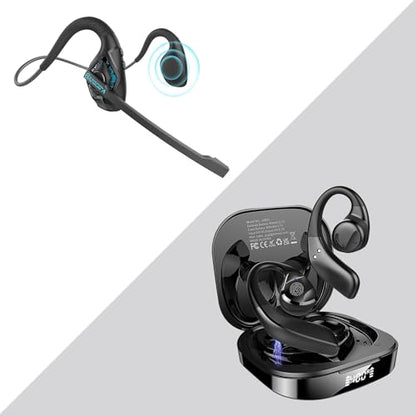 BANIGIPA Open Ear Air Conduction Headphones, Noise Cancelling Bluetooth Headset for Phones Laptop Computer PC, Wireless Earbuds for Office Meeting Running Cycling Driving Working