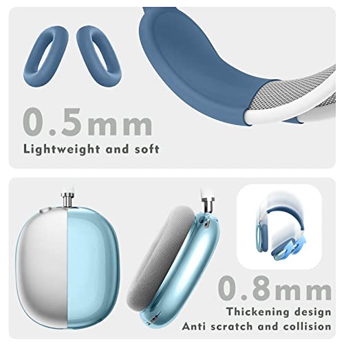 for AirPods Max case Cover,Anti-Scratch Ear Pad Case Cover/Ear Cups Cover/Headband Cover for AirPods Max. Clear Soft TPU and Silicone,Skin Scratch Proof. - color: 3PC-Blue