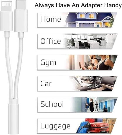 [Apple MFi Certified] Multi Lightning to 3.5 mm Headphone Jack Adapter | 2 Pack iPhone Headphones Aux Audio Dongle USB C TypeC to 3.5 Female Adapter for iPhone 17 16 15 14 13 Pro Max 12 11 XS