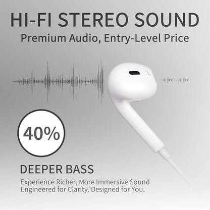 Wired Headphones for iPhone Ear buds with Lightning Connector (Built-in Microphone & Volume Control) Earbuds Compatible for iPhone 14/14 Pro/14 Plus/13/12/11/XR/XS/X/8/7【Official Certified Earphones】