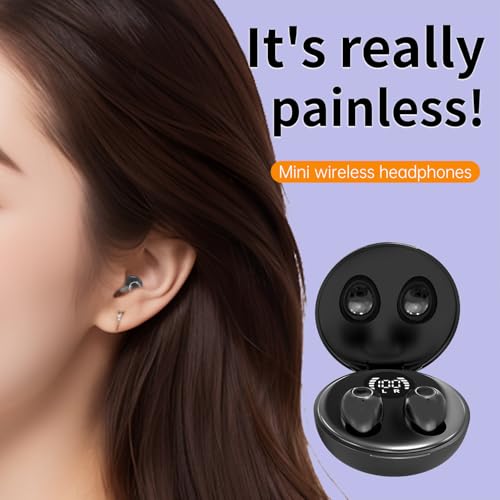 Mini Invisible Earbuds for Work and Sleep - Best Small Earbuds for Small Ear Canals - color: Black