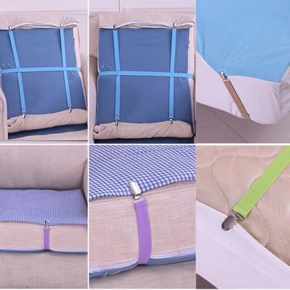 Couch Cushion Covers Holder Clips Couch Covers Holder Straps Adjustable from 10 to 60 inches (25-160cm) Elastic Straps for Sofa Covers (Pack of 4) - color: Pack of 4