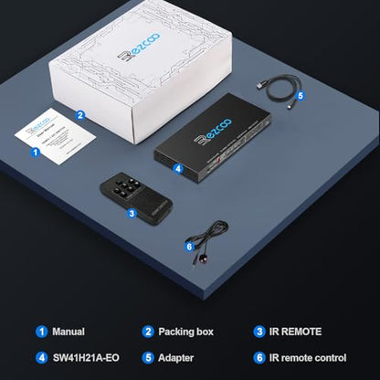 HDMI 2.1 Switch 4K 120Hz 4 in 1 Out with Audio Extractor VRR ALLM HDCP2.3 ARC eARC HDR CEC SPDlF Optical and 3.5mm Audio,D-olby Atmos,Digital EDID for PS5 Xbox NVIDIA AMD