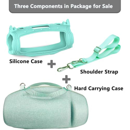 JCHPINE Silicone Cover and Carrying Case for JBL Charge 6 Bluetooth Speaker | Accessories for JBL Charge 6 AI Sound Bluetooth Speaker Protective Cases with Shoulder Strap (Teal) - color: Teal
