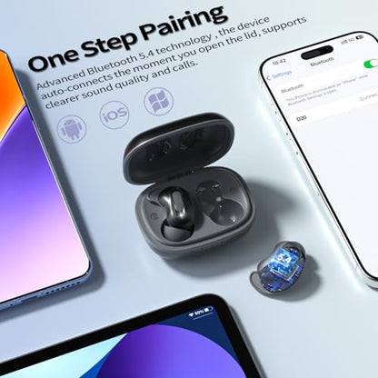 Sleep Earbuds, Mini ANC Wireless Earbuds Bluetooth 5.4 Headphones Deep Bass Stereo, 48H Playtime Ear Buds, 4 ENC Noise Cancelling Mic, IP7 In Ear Earphones for Side Sleepers,Touch Control Velvet black