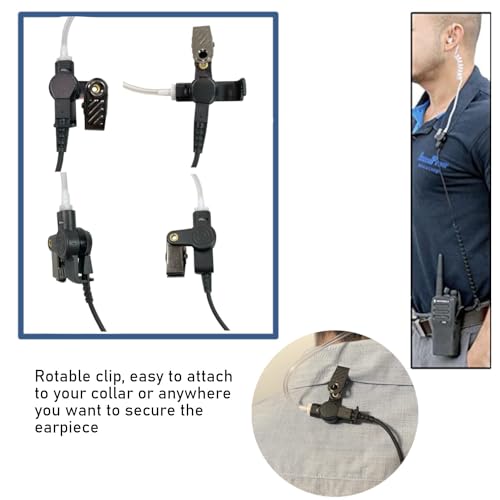 MaximalPower HYTERA HYT Single Wire 2-Pin Radio Earbud Headset PTT Mic in-Ear Clear Coil Tube