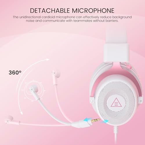 EKSA E900 Wired Gaming Headset with Microphone for PS4, PS5, Xbox - color: Pink