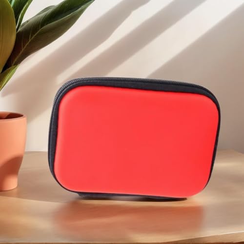 Rectangular Earphone Bag, Key Packaging, Portable Data Cable Storage Case, Coin Pouch, Change Storage Bag(Red) - color: red