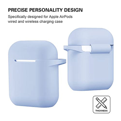 Compatible with AirPods Case Cover, Full Protective Silicone Skin Dust-Proof Designed for Apple AirPods 1st 2nd Generation with Keychain, Front LED Visible, Light Blue - color: B-Light Blue