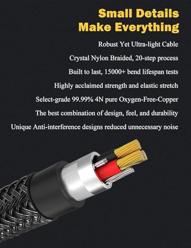 6.35mm (1/4") Female to 3.5mm (1/8") Male Stereo Adapter 11.5Ft | Connect 3.5mm Phone Headphone to 6.35mm Speaker Mixers Guitar Digital Piano Keyboard Amplifier, Braided Cord,24K Gold Plated - size: 11.5 Feet